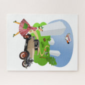 Puzzles Retro Woman Park Dog Legpuzzel (Horizontaal)