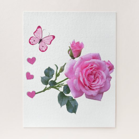 Puzzles Rose Papillon Coeurs Floral (Vertical)
