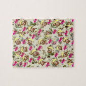 Puzzles Singes Floraux Bananes Coeurs roses (Horizontal)