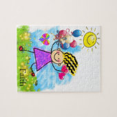 Puzzles Soleil Floral Petite fille Ballons rose (Horizontal)