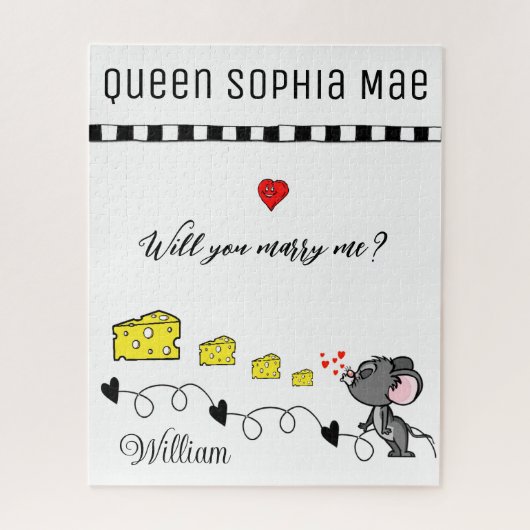 Puzzles Souris Coeurs Cheesy Voulez-vous m'épouser (Vertical)