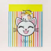 Puzzles Stripe Chat Souris Fromage (Vertical)