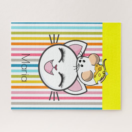 Puzzles Stripe Chat Souris Fromage (Horizontal)