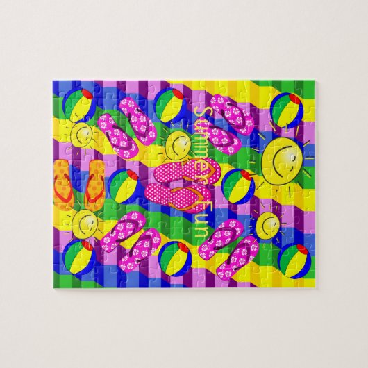 Puzzles Summer Fun Teenslippers Sun Legpuzzel (Horizontaal)