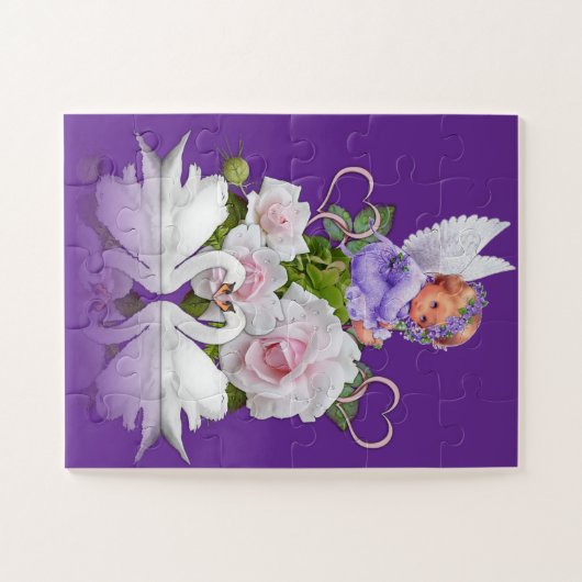 Puzzles Swans Angel violet (Horizontal)