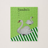 Puzzles Swans Green Stripe (Vertical)