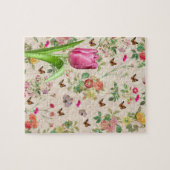 Puzzles Tulipe rose papillon floral (Horizontal)