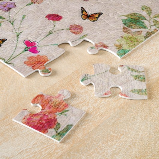 Puzzles Tulipe rose papillon floral (Côté)
