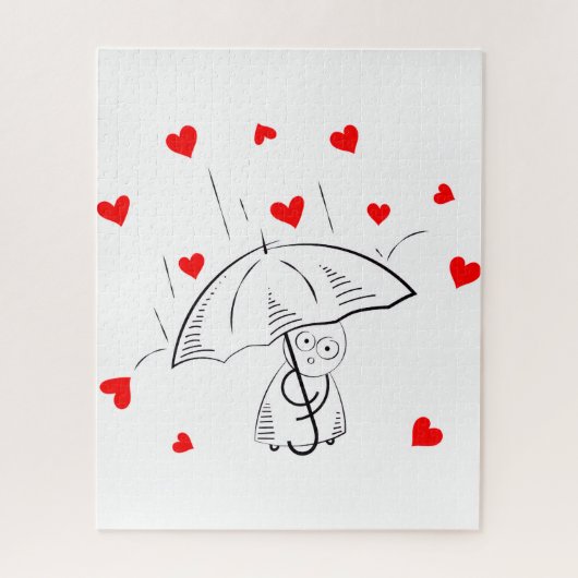 Puzzles Umbrella Red Hearts Happy Valentine's Day  (Vertical)
