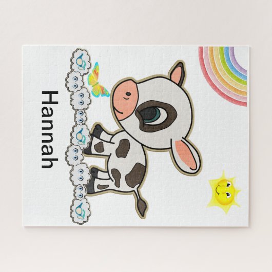 Puzzles Vache arc-en-ciel Soleil Papillon Nuages (Horizontal)