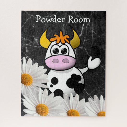 Puzzles Vache Floral Marbre Noir (Vertical)