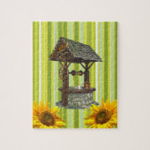 Puzzles Vert Jaune Bande Blanche, Tournesol Oiseau (Vertical)