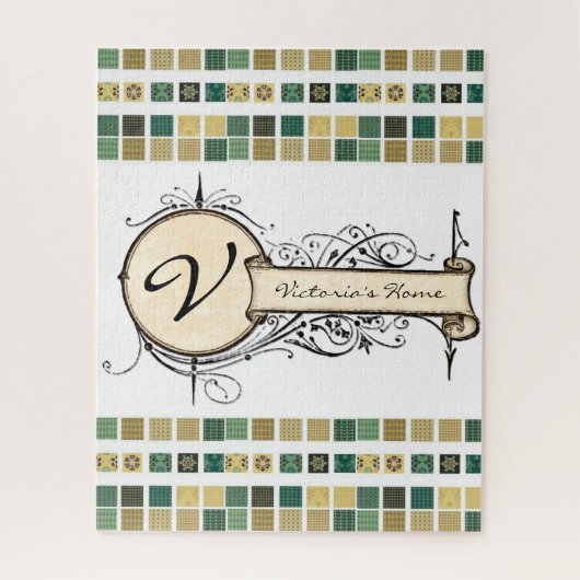 Puzzles Victoriaans Beige Green Legpuzzel (Verticaal)