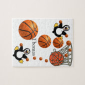 Puzzles White and Black Penguin Basketball Court (Horizontal)