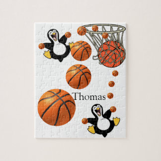 Puzzles White en Black Penguin Basketball Court Legpuzzel