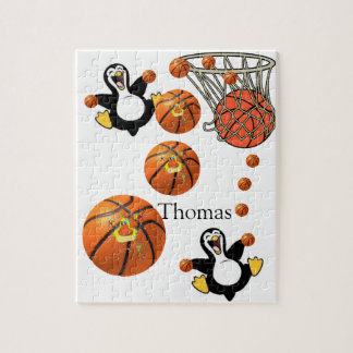 Puzzles White en Black Penguin Basketball Court Legpuzzel