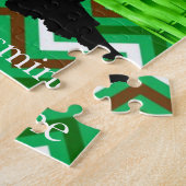 Puzzles White Green Chevron Woman Legpuzzel (Zijkant)