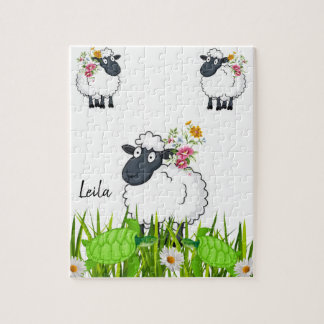 Puzzles White Sheep Floral GreenTurtles Legpuzzel