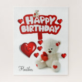 Puzzles White Teddy Bear Joyeux anniversaire (Vertical)