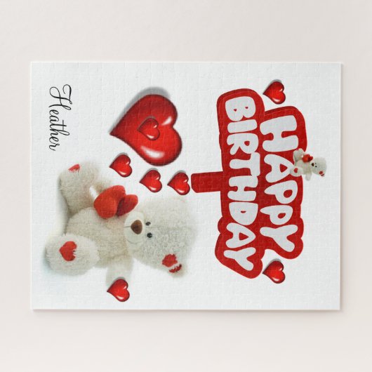 Puzzles White Teddy Bear Joyeux anniversaire (Horizontal)