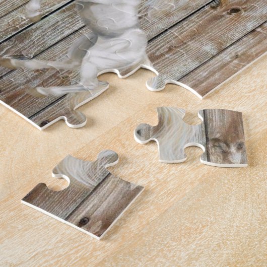 Puzzles Wood White Horses Legpuzzel (Zijkant)