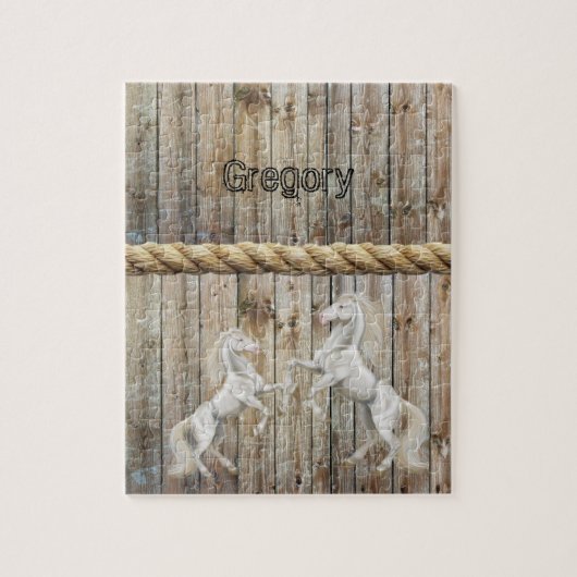 Puzzles Wood White Horses Legpuzzel (Verticaal)