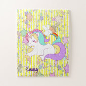 Puzzles Yellow & White Stripe Unicorn (Vertical)