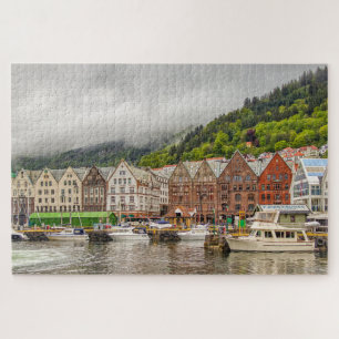 PUZZZLE Skyline Noruega Bergen, paisaje Legpuzzel