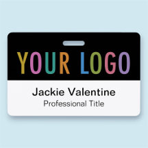 PVC naamkaart Horizontaal Logo Werk ID Label Zwart