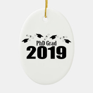 PVD Afstudeerder 2019 Petten en diploma's (zwart) Keramisch Ornament