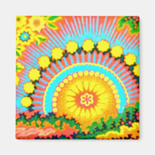 Pychedelic Sunset Vintage 60's Magnet Magneet