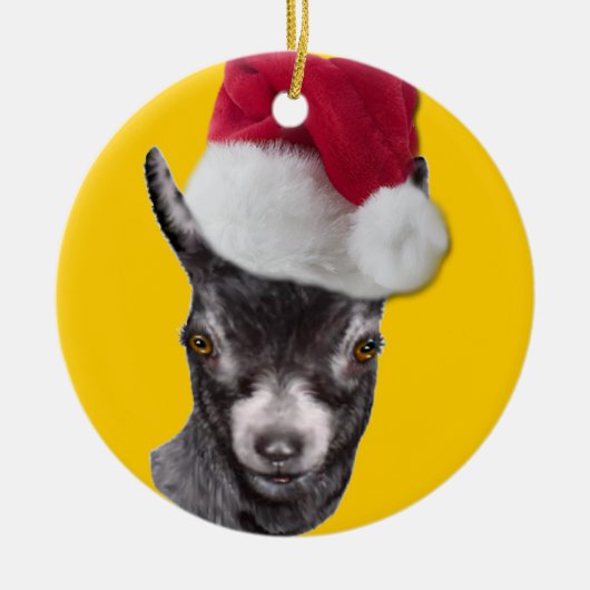 Pygmée Chèvre Santa Hat Ornement de Noël (Devant)