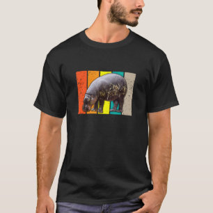 Pygmee Hippopotamus Dier Retro Mannen Vrouwen Kind T-shirt