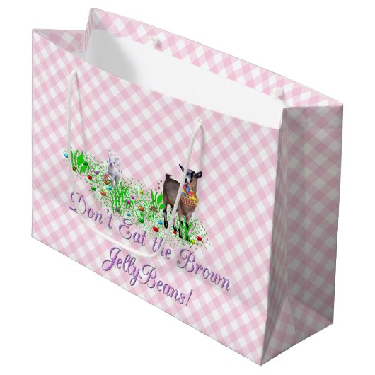Pygmy Goat Eet de bruine kwal niet Large Cadeautasje (Voorkant Gekanteld)
