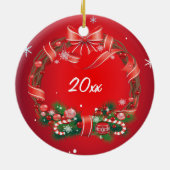 Pygmy Goat Santa Hat-kerstversiering Keramisch Ornament (Achterkant)