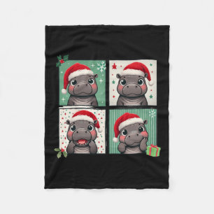 Pygmy Hippo Meme Santa Claus Pet Photobooth Funny Fleece Deken