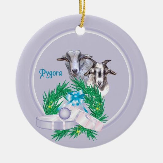 Pygora Goat Wreath Holiday Ornament (Voorkant)