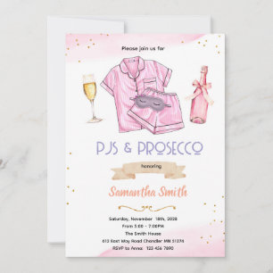 Pyjama- en Prosecco-feestuitnodiging Kaart