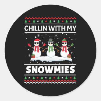 Pyjama Lelijke Chillin Met Mijn Sneeuwmies Ronde Sticker