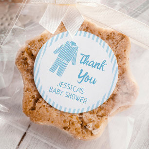Pyjama Ontbijt Jongen Baby Shower Ronde Sticker
