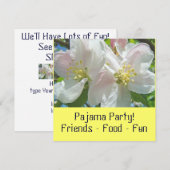 Pyjama Party ! Invitations Fleurs Soirée Pyjama (Devant / Derrière)