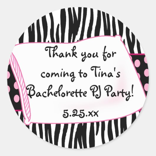 Pyjama Party Ronde Pinks Sticker (Voorkant)