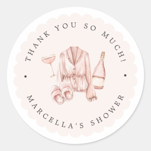 Pyjama & Prosecco Bruidsmeisje Uitnodiging Ronde Sticker (Voorkant)