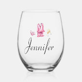Pyjama Prosecco Chic Bachelorette Party Custom Wijnglas Zonder Voet (Voorkant)
