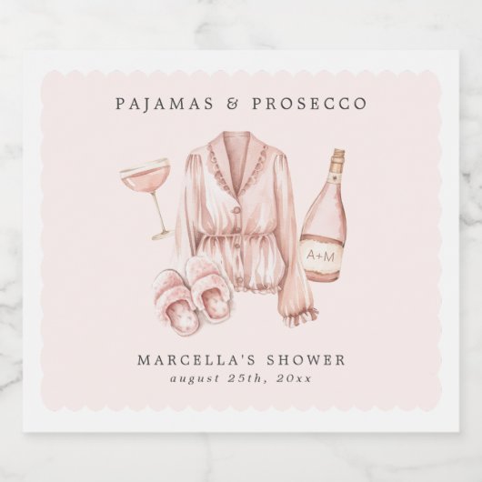 Pyjama & Prosecco Vrijgezellenfeest Bachelorette Sparkling Wijnetiket (Enkel label)