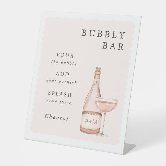 Pyjama & Prosecco Vrijgezellenfeest Bubble Bar Reclamebord Met Voetstuk (Voorkant)