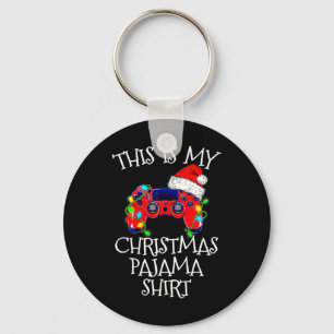 Pyjama Shirt Videospel Controller Kerstman Hoed Ga Sleutelhanger
