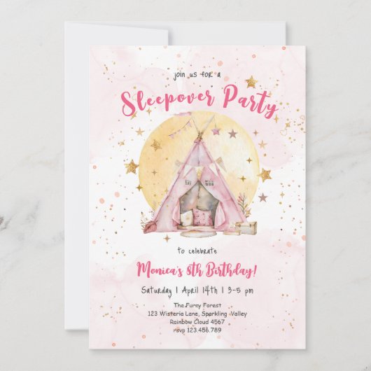 Pyjamaparty verjaardagsfeestje voor kinderen kaart (Voorkant)