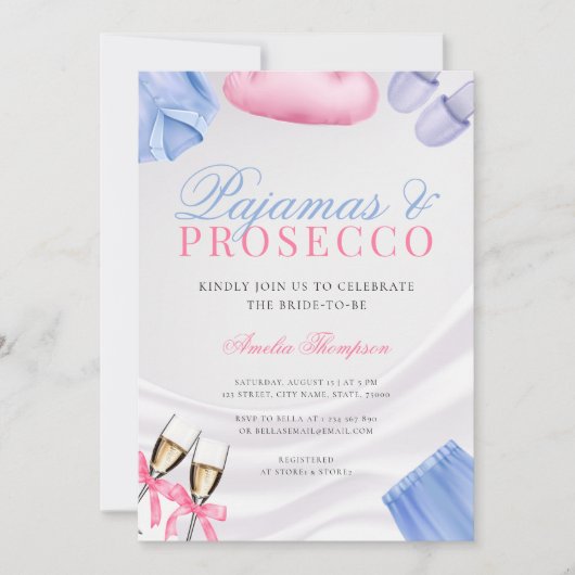 Pyjama's en Prosecco vrijgezellenfeest Kaart (Voorkant)