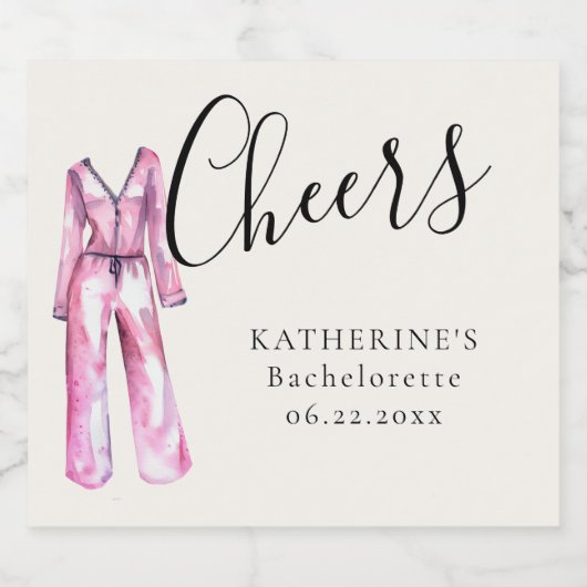 Pyjamas Prosecco Chic Bachelorette Party Dank u Sparkling Wijnetiket (Enkel label)